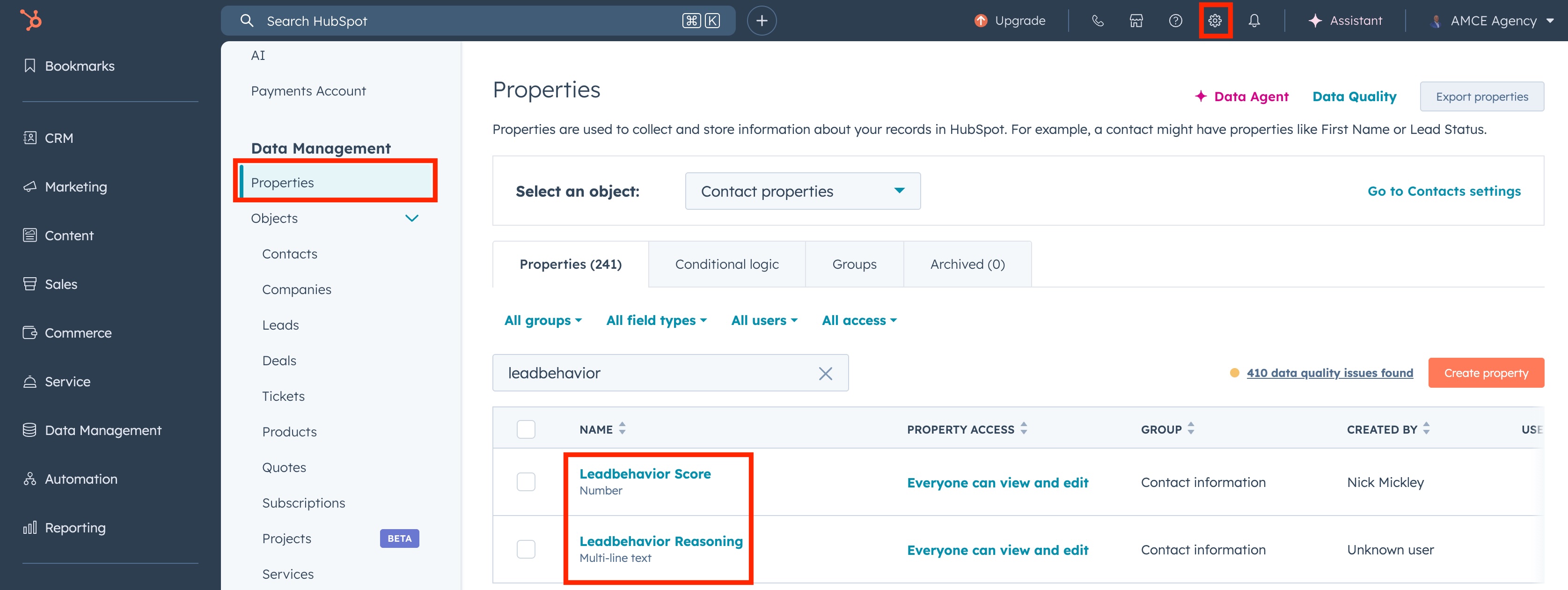 Leadbehavior HubSpot New Properties